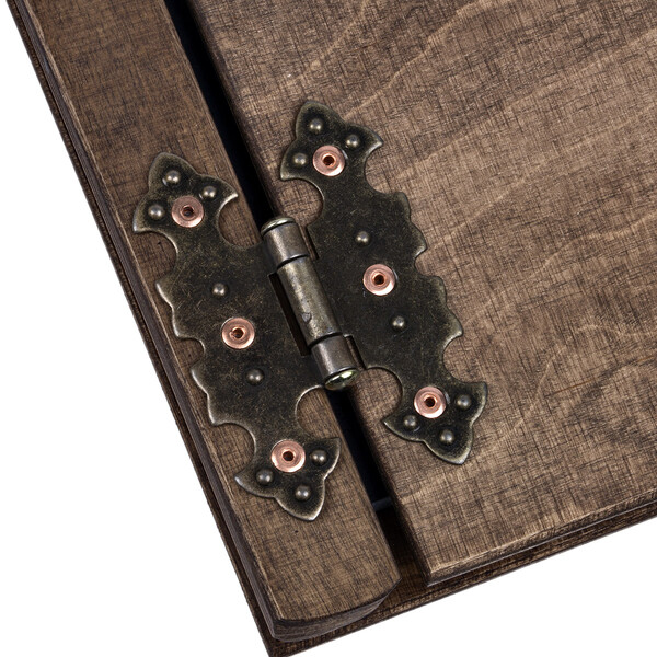 Holzbuch mit 25 schwarz, geprgte Kartonseiten