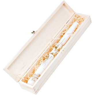 Kommunionskerze Kerzenbox aus Holz 47 x 7 x 5,5 cm