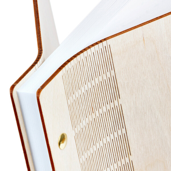 natrliches Holz Buch XXL mit weien Seiten 36 x 29 cm