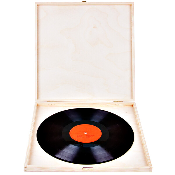 Box quadratisch fr LP Schallplatten 35 x 35 x 3,5 cm aus Holz