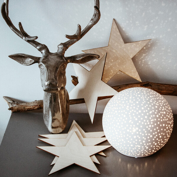 groer Stern als Weihnachtsstern 20 x 20 cm Winterstern aus Holz