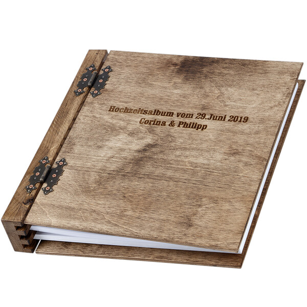 graviertes 150 weie Seiten Holzbuch in XXL