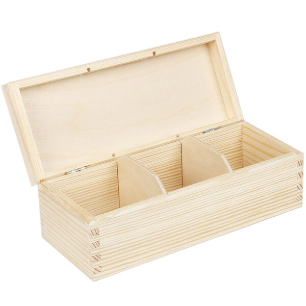 Aufbewahrungsbox mit 3 Fcher Kiste Natur 22,5 x 9,5 x 8 cm