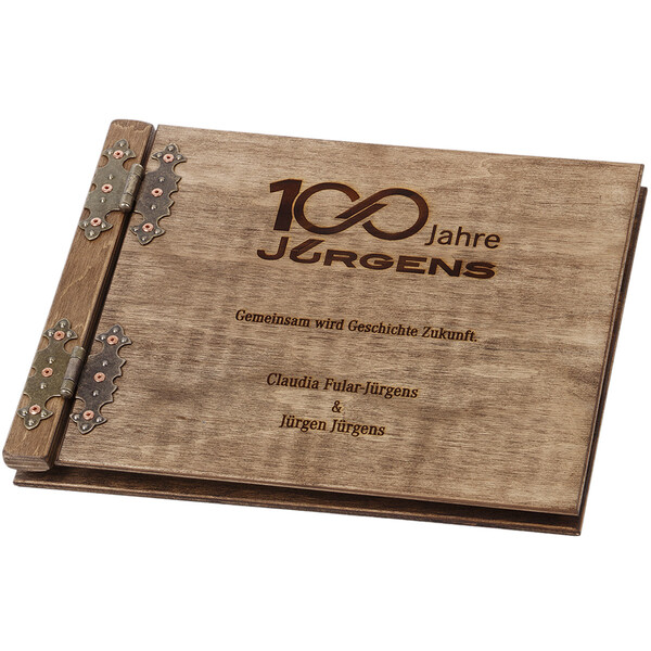 gelasertes Firmen Holz Gstebuch 200 Seiten Personalisiert