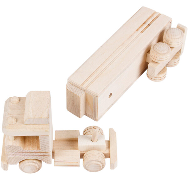 Holz Sparbchse Truck Holzspielzeug Vollholz Spardose auf Rder