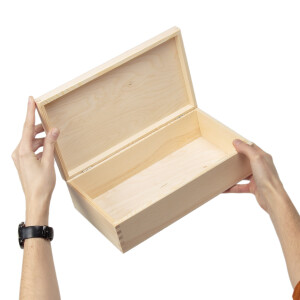 Kiste mit Klappdeckel, Holzkiste 28,5 x 16,5 x 8 cm