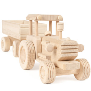großer Holz Traktor mit Anhänger,...