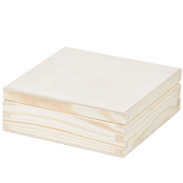 quadratische Allzweckkiste 14 x 14 x 5 cm Vollholz