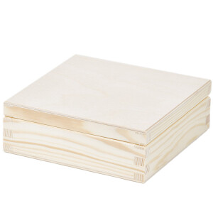 quadratische Allzweckkiste 14 x 14 x 5 cm Vollholz