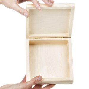 quadratische Allzweckkiste 14 x 14 x 5 cm Vollholz