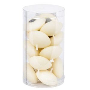 Ovale Schwimmkerzen in Beige, 15er-Set Kerzen in einem...