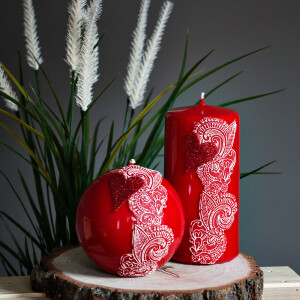 Glitzernde Hochzeitskerze mit 3D-Wachsmotiv
