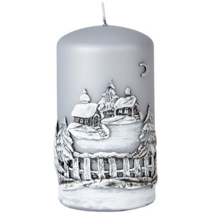 Winterkerze, Weihnachtskerze mit Winterlandschaft,...