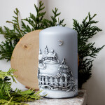 Winterkerze, Weihnachtskerze mit Winterlandschaft, Adventskerze