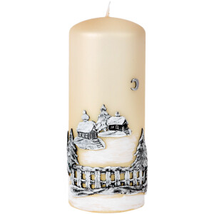 Große Adventskerze aus Wachs mit Weihnachtsmotiv...