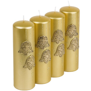 Weihnachtskerze, Stumpenkerze in typischer Gold-Metallic Weihnachtsfarbe