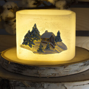 Winterlandschaft Wachs Windlicht mit einem Teelicht,...