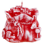 Weihnachtskerze als Geschenk aus Wachs, Nikolaus-Sack aus Wachs