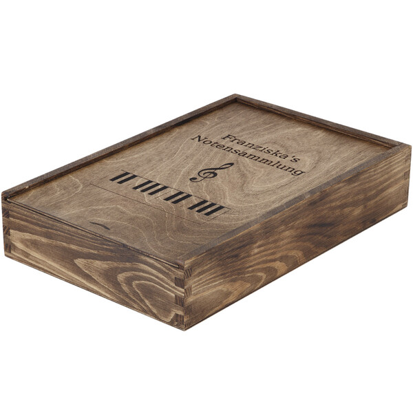 Box für Fotos mit Wunschgravur Eiche Dunkel 32 x 21 cm