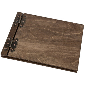 Holzalbum mit 25 schwarz, geprägte Kartonseiten,...