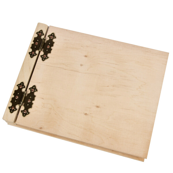 Dickes Holzalbum mit weißen Kartonseiten, Gästebuch Hochzeit