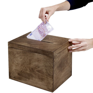 Holzwahlurne in Eiche Dunkel, Geldgeschenke, Schachtel und Losbox