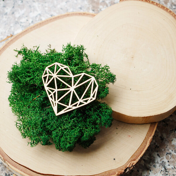 Diamant Herz aus Holz 6 x 5 cm Hochzeitsdeko