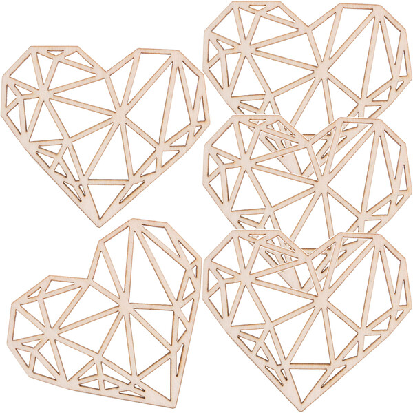 Diamant Herz aus Holz 6 x 5 cm Hochzeitsdeko