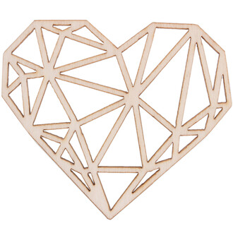 Diamant Herz aus Holz 6 x 5 cm Hochzeitsdeko