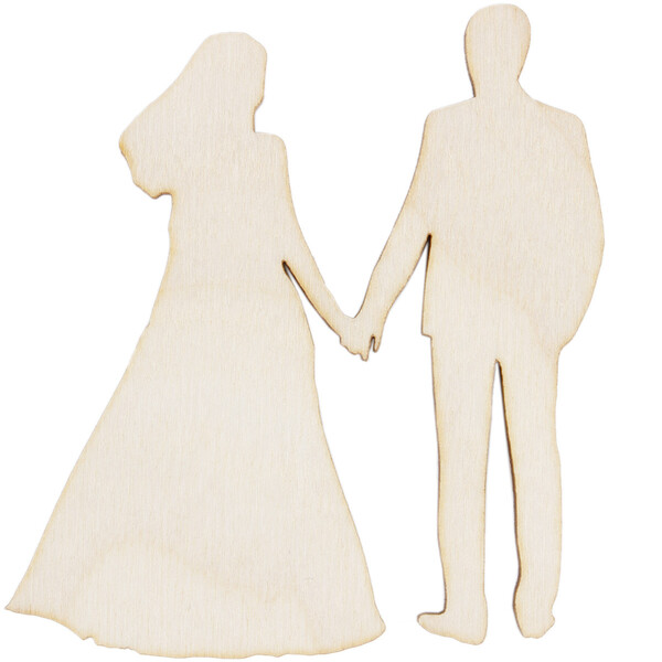 Junges Paar aus Holz 8 x 7 cm Hochzeit
