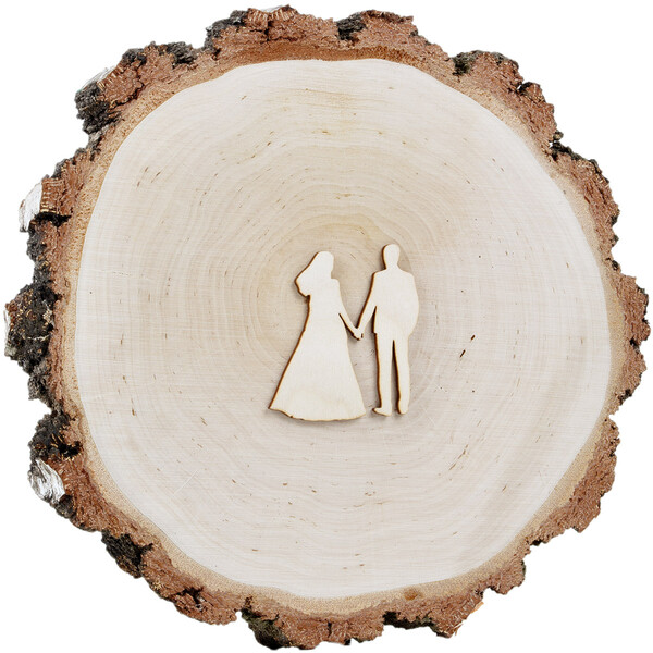Junges Paar aus Holz 8 x 7 cm Hochzeit