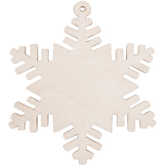 Geschlossene Schneeflocke aus Holz 8 x 8 cm