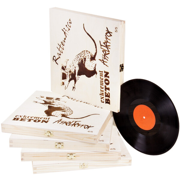 Vinyl Aufbewahrung Schallplatten-Box mit Deckel aus Holz mit Gravur 35 x 35 x 3,5 cm