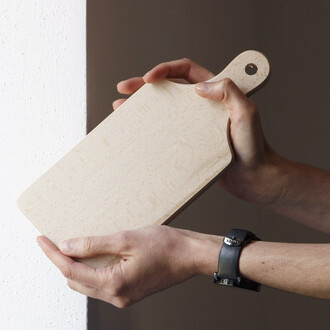 Frhstcksbrett aus Holz mit Griff 27 x 12 cm Holzbrett