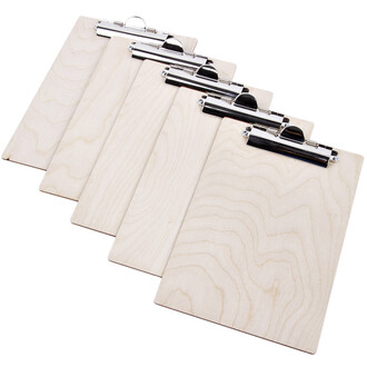 Klemmbretter 5er-Set aus Holz DIN-A5 Schreibunterlage...