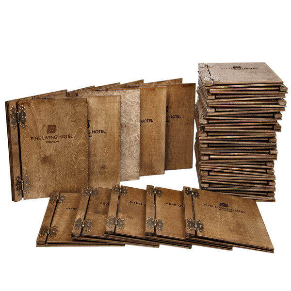 Holz Speisekarte DIN A4 in Eiche Dunkel