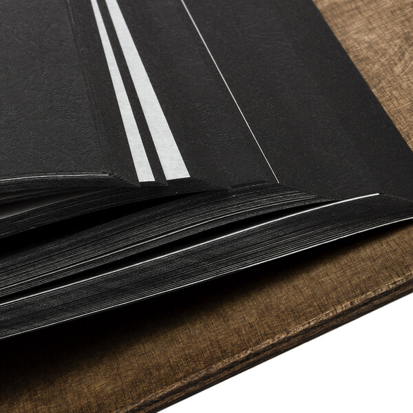 beidseitig klappbares Holzalbum XXL mit 50 schwarze Kartonblätter