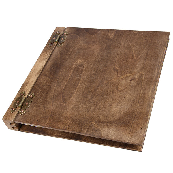Holzbuch XXL mit 50 weiße Kartonblätter beidseitig klappbar