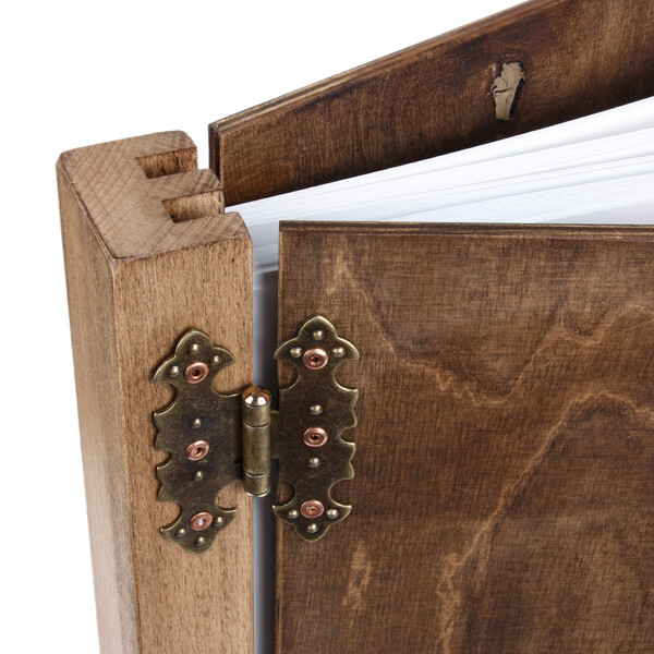 Holzbuch XXL mit 50 weiße Kartonblätter beidseitig klappbar