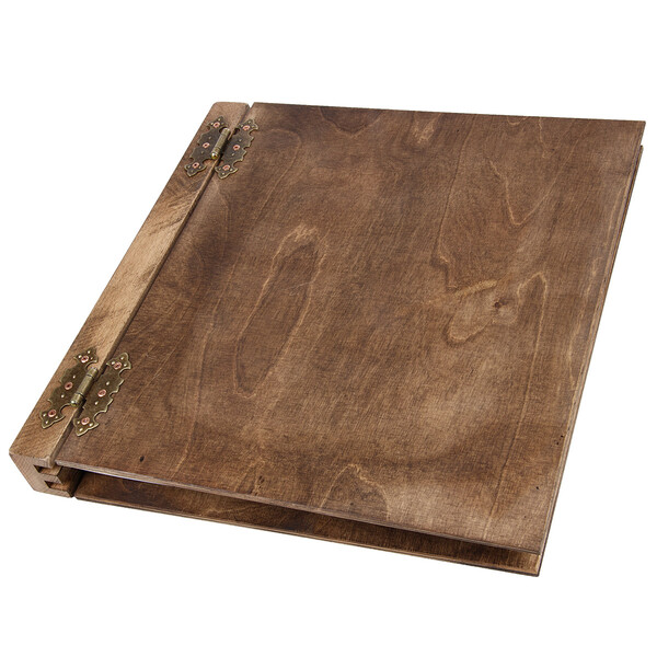 Holzbuch XXL mit 50 weie Kartonbltter beidseitig klappbar