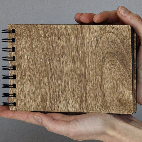graviertes Ringbuch aus Holz Fotoalbum 18 x 12 cm