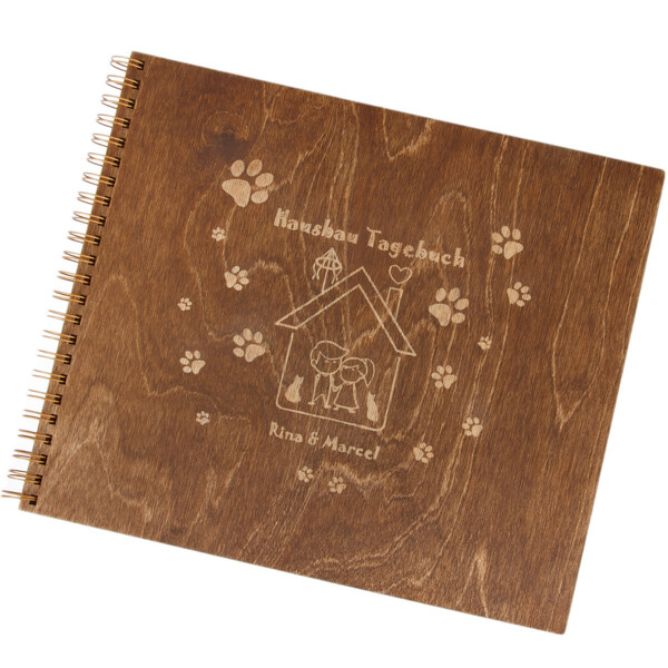 Gästebuch aus Holz mit deiner Gravur und Ringmechanik 35 x 30 cm