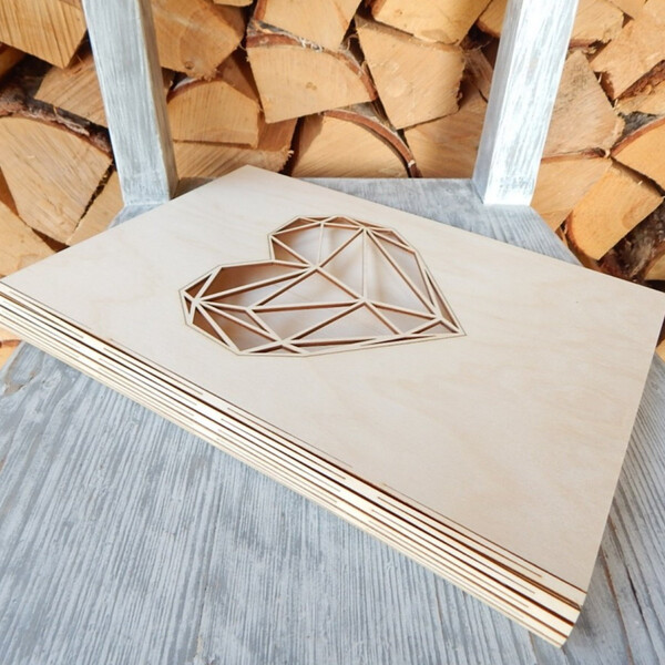 Ringbuch Herz Prsentationsmappe DIN-A4-Holzordner Holzmappe