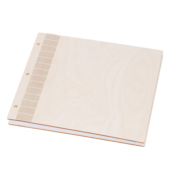 natürliches Holz Buch XXL mit weißen Seiten 36 x 29 cm
