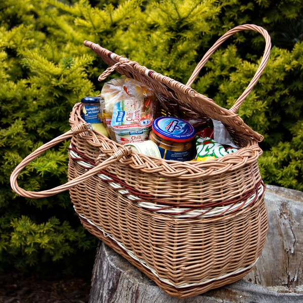 Picknick Korb mit Deckel 15 Liter aus Naturweide 39 x 21 x 43 cm