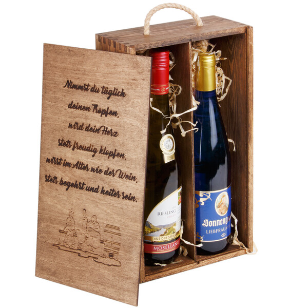 Braune Holzweinkiste fr 2 Flaschen