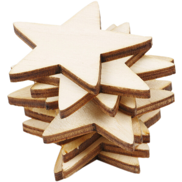 Stern 4 x 4 cm aus Holz Streudeko und Weihnachtsdekoration