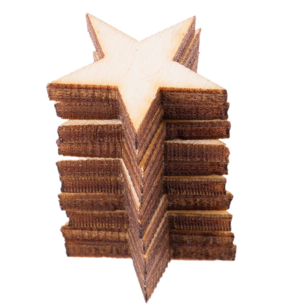 Stern aus Holz 2 x 2 cm Dekostern mit spitzen Ecken