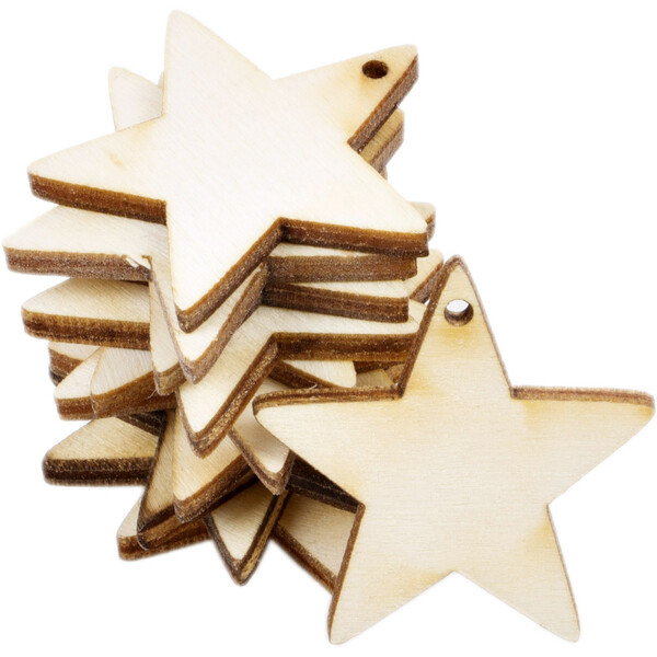 Stern mit Fdelloch 3 x 3 cm Holz