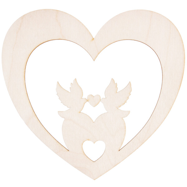 Holz-Herz mit 2 Tauben 15 x 14 cm